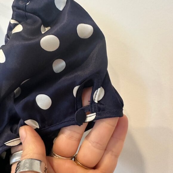 Mirae Silk navy polka dot jumpsuit with bow in the back ( floor length) - Picture 4 of 4